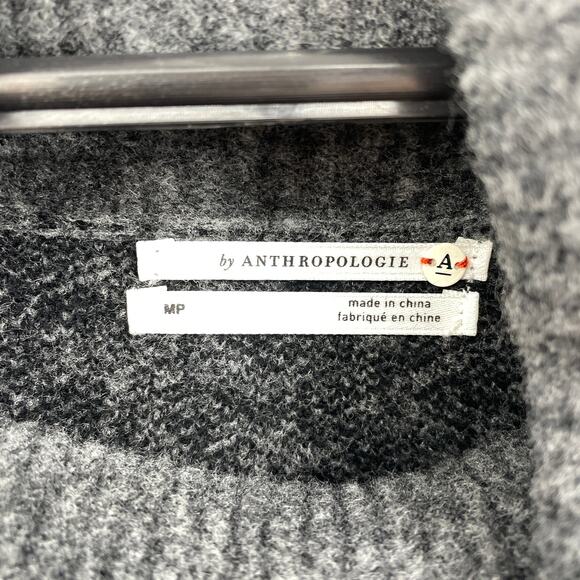 ANTHROPOLOGIE Emmy Wool Blend Sweater Women Size MP Oversized Cowl Tunic Leopard - Picture 2 of 7